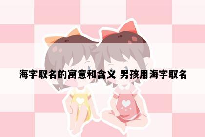海字取名的寓意和含义 男孩用海字取名